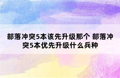 部落冲突5本该先升级那个 部落冲突5本优先升级什么兵种